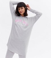 New Look Light Grey Brushed Day Off Logo Lounge Hoodie